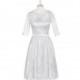 Silver Azazie Antonia - Illusion Scoop Knee Length Charmeuse And Lace Dress - Charming Bridesmaids Store
