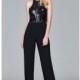 Faviana - s8010 Long jersey jumpsuit with sequin bodice - Designer Party Dress & Formal Gown