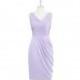 Lilac Azazie Jordyn - Chiffon V Back V Neck Knee Length Dress - Charming Bridesmaids Store