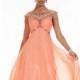 Cantaloupe Beaded Scooped Neckline Gown by Studio 17 - Color Your Classy Wardrobe