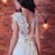 Lace wedding dress Monika with open back  , vintage wedding dresses, modest wedding dresses - Hand-made Beautiful Dresses