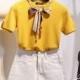 Oversized Bow Meryl Summer Short Sleeves Top Knitted Sweater Silk Scarf T-shirt - Lafannie Fashion Shop