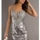 Dave and Johnny Sleeveless Silver Sequin Cocktail Dress - Brand Prom Dresses
