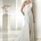 Elegant Chiffon & Tulle One Shoulder Neckline Natural Waistline Sheath Wedding Dress - overpinks.com