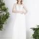 Divine Atelier 2017 Seline Vogue Ivory Sweep Train Sleeveless V-Neck Fit & Flare Split Front Keyhole Back Chiffon Wedding Gown - Brand Wedding Dresses