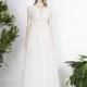 Divine Atelier 2017 Cameea Sweet Sweep Train Butterfly Sleeves High Neck Ball Gown Open V Back Tulle Appliques Wedding Gown - Truer Bride - Find your dreamy wedding dress