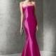 Elegant Satin Strapless Neckless Mermaid Formal Dresses - overpinks.com