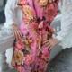 Bridesmaids robe Rose Pink, Full length add lining with sleeve lace be, Bride Kimono robes, Floral robes blooms, Wedding robes - Hand-made Beautiful Dresses