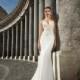Julie Vino Fall/Winter 2017 1212-4 Sweet Ivory Chapel Train Spaghetti Straps Fit & Flare Sleeveless Embroidery Crepe Bridal Gown - Designer Party Dress & Formal Gown