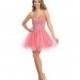 Strapless Beaded Short Tulle Prom Dress in Coral - Crazy Sale Bridal Dresses