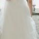 Romantic Sheer Neckline Wedding Dress With Layered Airy Skirt