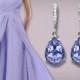 Provence Lavender Crystal Earrings Swarovski Lavender Silver Earrings Periwinkle Bridesmaid Teardrop Rhinestone Earrings Prom Lilac Earrings - $25.00 USD