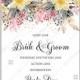 Anemone sakura spring wedding invitation floral template
