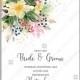 Anemone sakura japan spring wedding invitation floral template