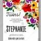 Colorful Floral Baby Shower Invitations It'a Twins