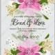 Pink vector floral wreath anemone wedding invitation invitation template