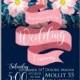 Pink Peony wedding invitation template design modern floral design
