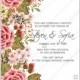 Ranunculus rose red pink peony wedding invitation vector printable card template bridal shower invitation