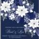 White flowers of chrysanthemum anemones on a dark blue background wedding invitation vector floral background
