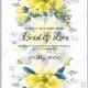 Yellow sunflower wedding invitation vector template floral illustration