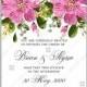Floral Wedding invitation vector card template pink anemone flower clip art