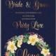 Spring bridal floral circle wreath Wedding invitation vector anemone card template