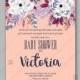 Wight soft Floral Baby Shower Invitations
