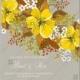 Yellow anemone sunflower autumn floral wedding invitation vector template invitation template