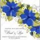 Blue beautiful anemone wedding invitation vector card template floral illustration anniversary invitation