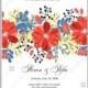 Vector red flowers Poppy wedding invitations