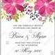 Pink anemone daisy spring floral wedding invitation vector file