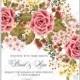 Ranunculus rose red pink peony wedding invitation vector printable card template anniversary invitation