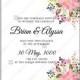 Sakura pink cherry blossom flowers japan wedding invitation vector template marriage invitation