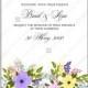 Fine flowers yellow violet pink anemone wedding invitation vector cards decoration bouquet