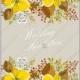 Yellow anemone sunflower autumn floral wedding invitation vector template bridal shower invitation