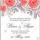 Floral red rose ranunculus anemone wedding invitation invitation template