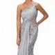 Silver Asymmetrical Lace Gown by Elizabeth K - Color Your Classy Wardrobe