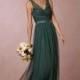 BHLDN (Bridesmaids) Fleur Dress - Dusty Emerald - A-Line Green V-Neck Chiffon Floor - Formal Bridesmaid Dresses 2018