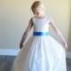 Embroidery Anglaise flower girl dress in white or ivory with ribbon sash in any colour - Hand-made Beautiful Dresses