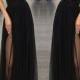 Black Prom Dresses Long, A-line Party Dresses 2018 V-neck, Tulle Backless Formal Evening Dresses Sexy,BD16549