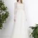 Divine Atelier 2017 Pearl Ivory Sweet Sweep Train Aline Long Sleeves V-Neck Tulle Appliques Dress For Bride - Rich Your Wedding Day