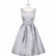 Silver Azazie Kira - Scoop Scoop Knee Length Taffeta Dress - Simple Bridesmaid Dresses & Easy Wedding Dresses