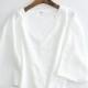 Oversized Slimming Flare Sleeves V-neck White Summer Top Blouse Chiffon Top Basics - Discount Fashion in beenono