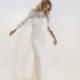 Erin Cole Fall/Winter 2017 Agatha High Neck Outfit Fit & Flare Watteau Train Sleeveless Ivory Lace Split Front Dress For Bride - Truer Bride - Find your dreamy wedding dress