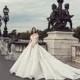Julia Kontogruni 2018 JK1802 Sweet Ivory Royal Train Illusion Ball Gown Cap Sleeves Zipper Up Appliques Lace Dress For Bride - Bridesmaid Dress Online Shop