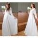 Bohemian Lace Long Wedding Dress, Maxi Romantic Chiffon Dress, Fairy Tale V Back Dress, Off White Bridal Gown - Hand-made Beautiful Dresses
