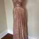 Christina's Bridesmaids - rose gold pink champagne luxury sequin v neck backless full length long dress - Hand-made Beautiful Dresses