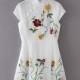 Vintage Embroidery Slimming Floral Short Sleeves Cheongsam Style Dress Skirt - Lafannie Fashion Shop