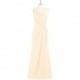 Peach Azazie Carissa - One Shoulder Chiffon Strap Detail Floor Length Dress - Charming Bridesmaids Store