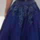 A-line Floor Length Prom Dress With Applique And Pearls Semi Formal Dresses Wedding Party Dress LP173